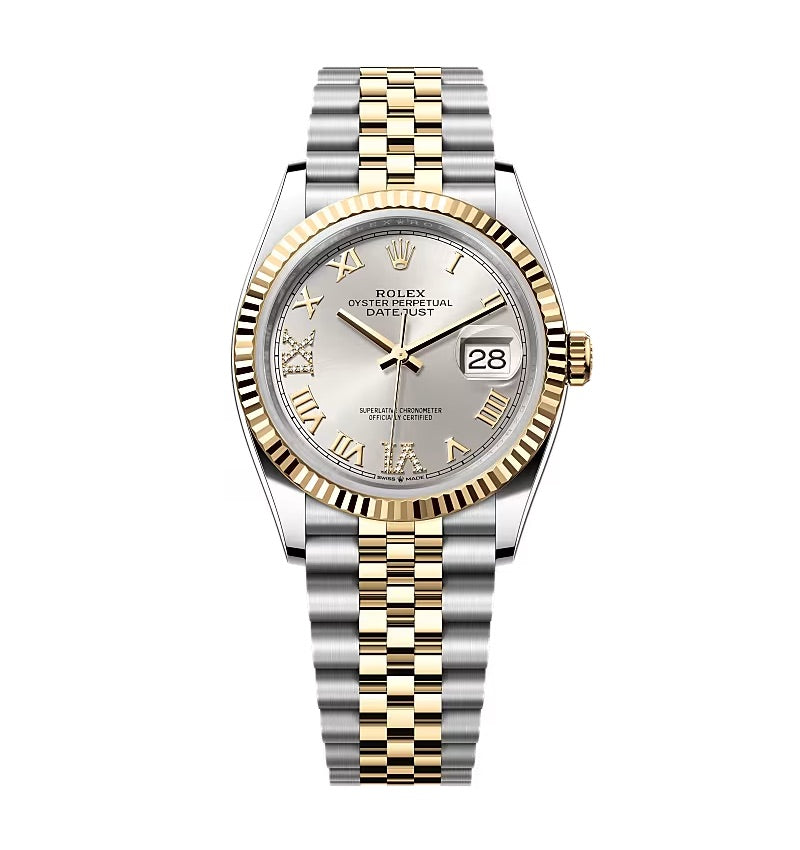 Rolex Datejust Silver Roman Diamond Dial 126233-0031 36 mm