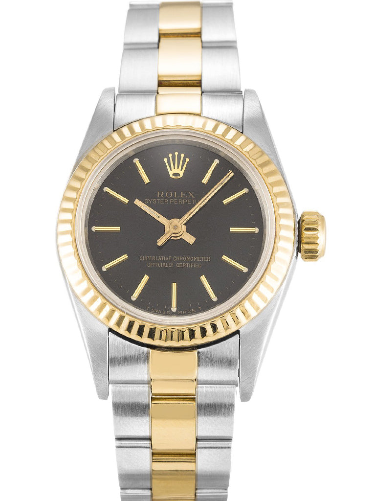 Rolex Oyster Perpetual Lady Black Dial 67193 24 mm
