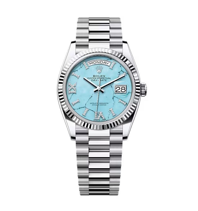 Rolex Day-Date Turquoise Diamond Dial 128236-0011 36 mm