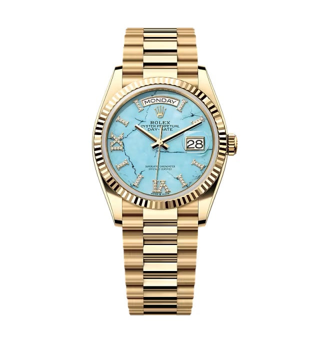 Rolex Day-Date Turquoise Diamond Dial 128238-0071 36 mm