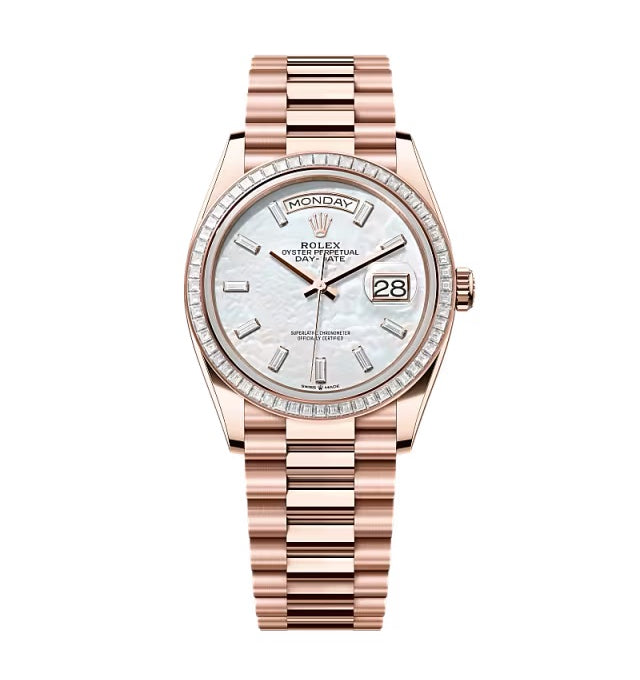 Rolex Day-Date White Mother-of-Pearl Diamond Dial 128395tbr-0026 36 mm