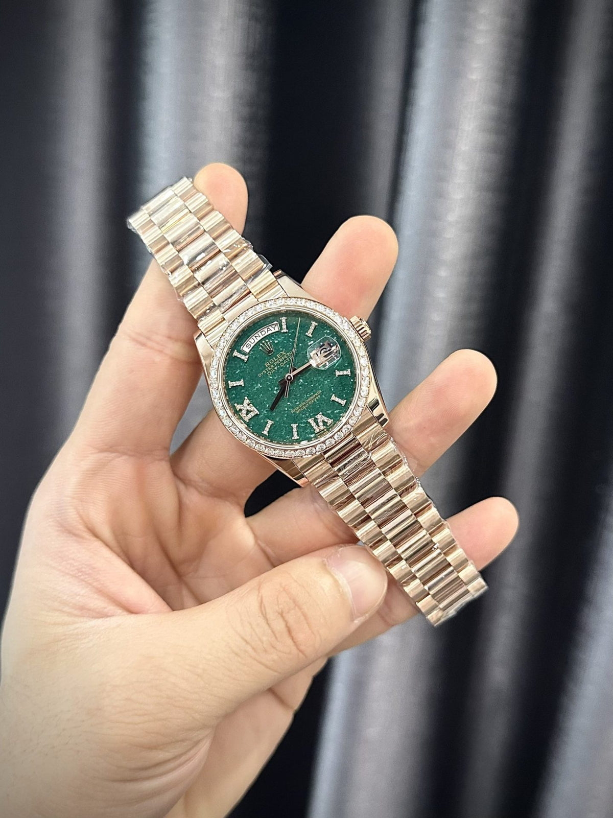 Rolex Day-Date Green Aventurine Diamond Dial 128345rbr-0068 36 mm