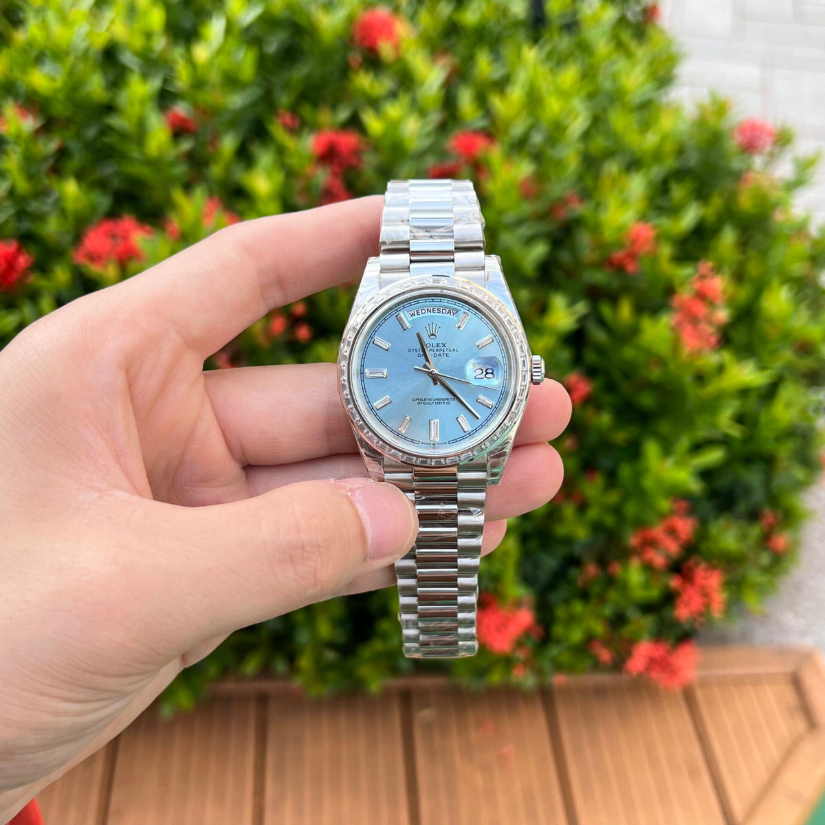 Rolex Day-Date Ice Blue Diamond Dial 228396tbr-0002 40 mm