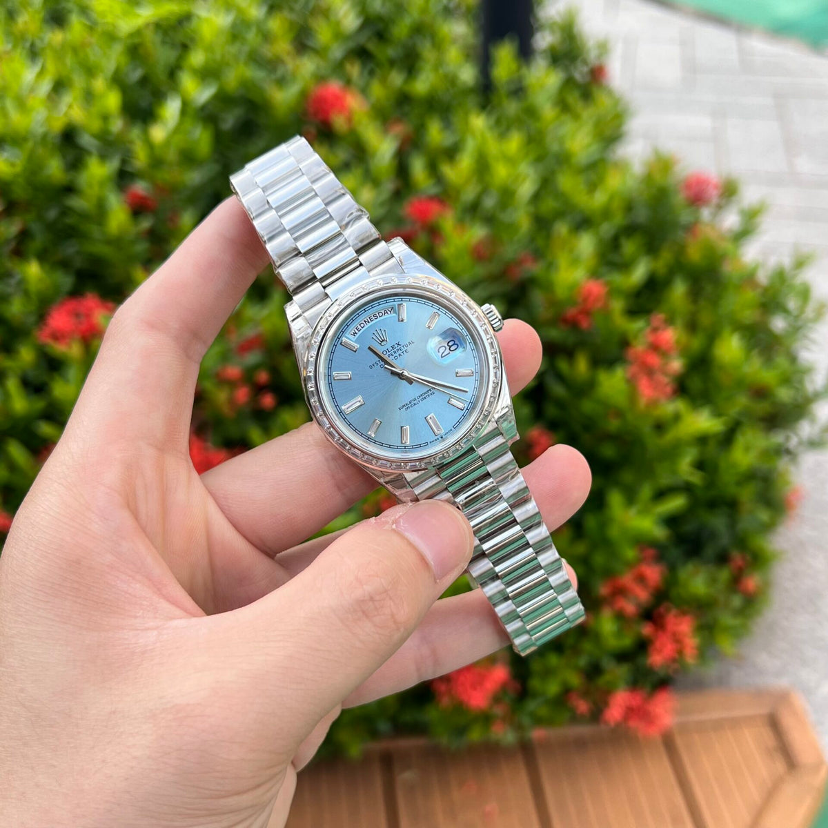 Rolex Day-Date Ice Blue Diamond Dial 228396tbr-0002 40 mm