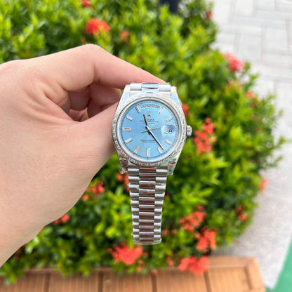 Rolex Day-Date Ice Blue Diamond Dial 228396tbr-0002 40 mm