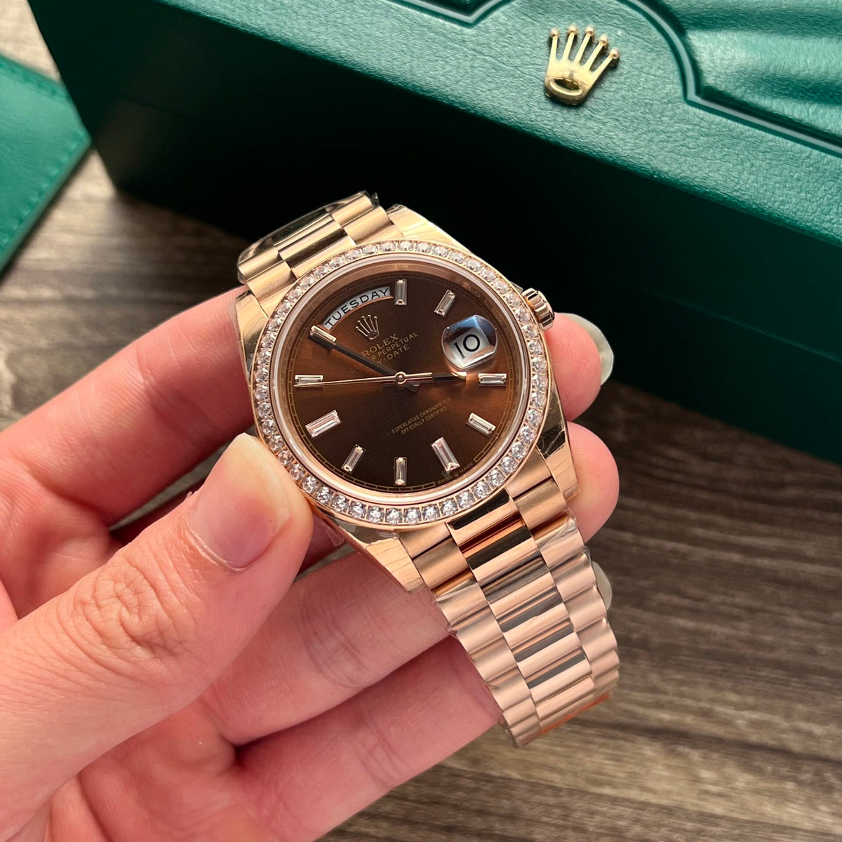 Rolex Day-Date Chocolate Diamond Dial 228345rbr-0006 40 mm