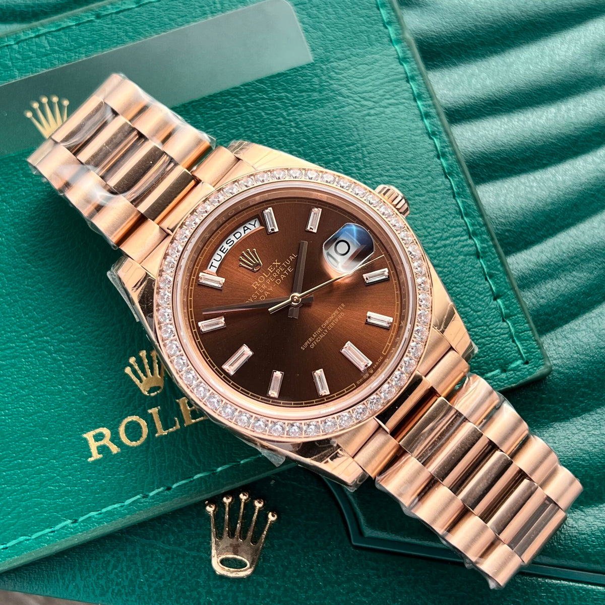 Rolex Day-Date Chocolate Diamond Dial 228345rbr-0006 40 mm