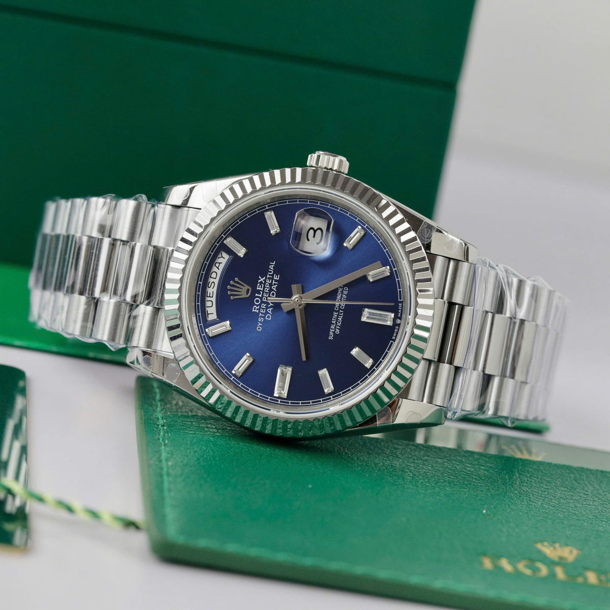 Rolex Day-Date Bright Blue Diamond Dial 128239-0069 36 mm