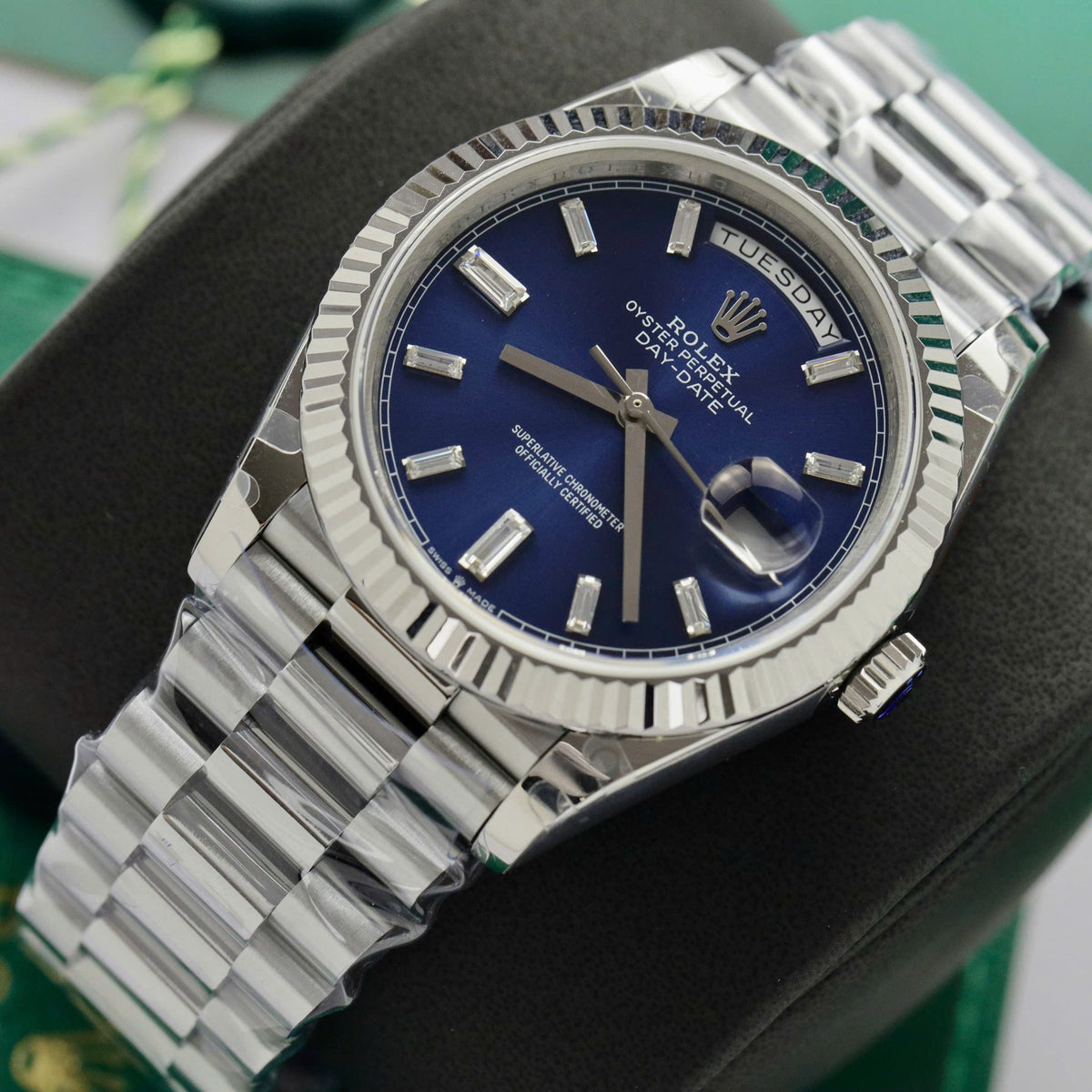 Rolex Day-Date Bright Blue Diamond Dial 128239-0069 36 mm
