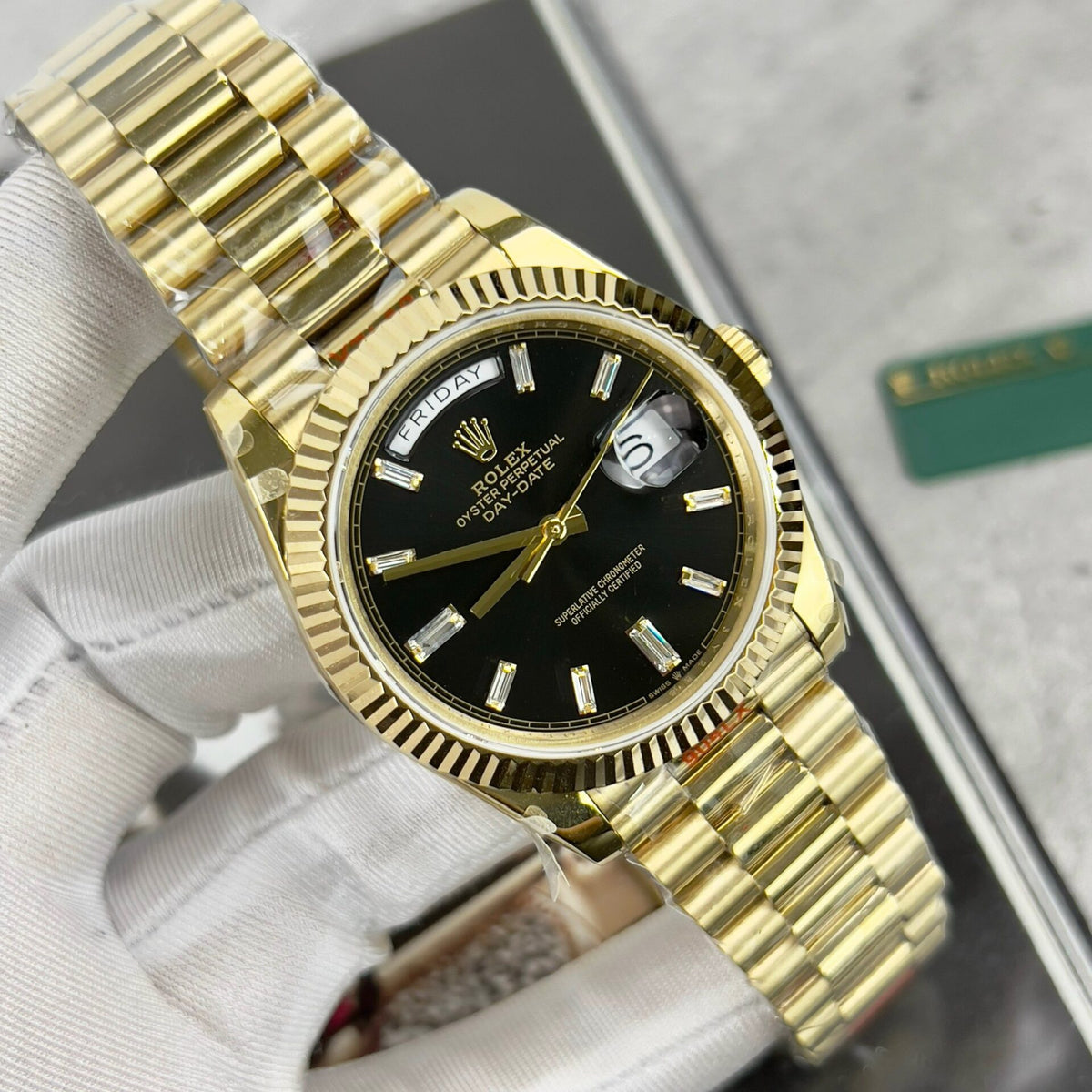 Rolex Day-Date Bright Black Diamond Dial 228238-0004 40 mm