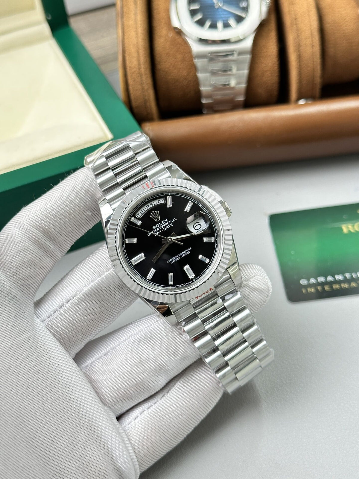 Rolex Day-Date Bright Black Diamond Dial 228236-0004 40 mm