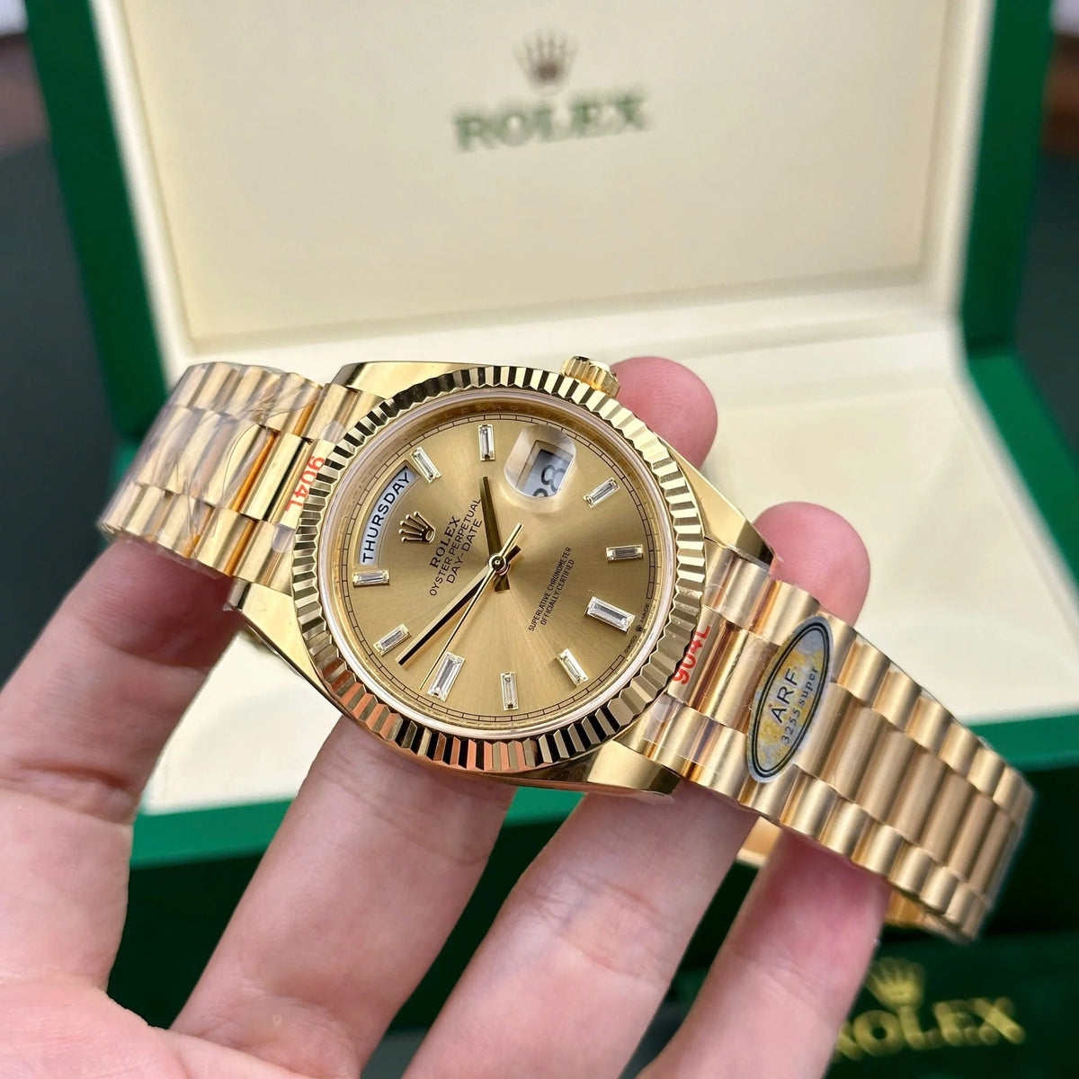 Rolex Day-Date Champagne Diamond Dial 128238-0132 36 mm