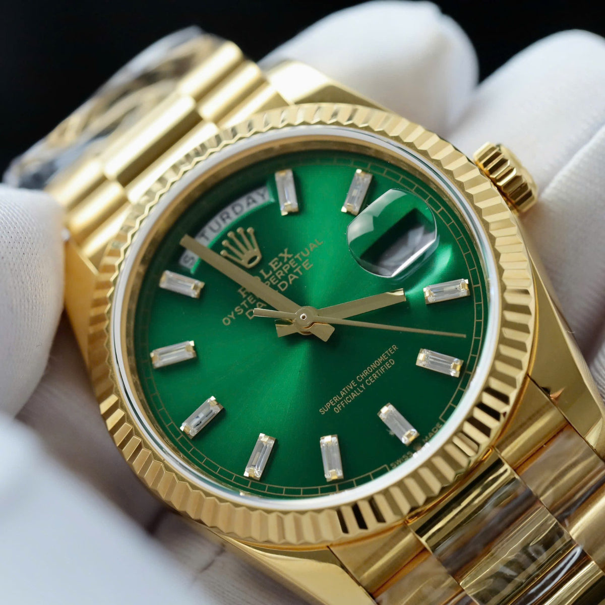 Rolex Day-Date Bright Green Diamond Dial 128238-0130 36 mm