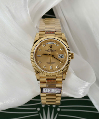 Rolex Day-Date Champagne Diamond Dial 128238-0008 36 mm