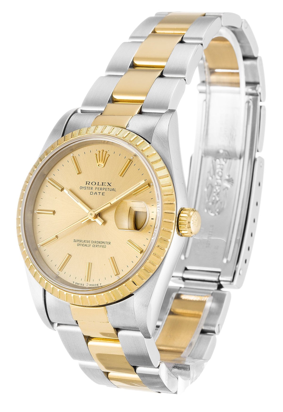 Rolex Oyster Perpetual Date Champagne Dial 15223 34 mm