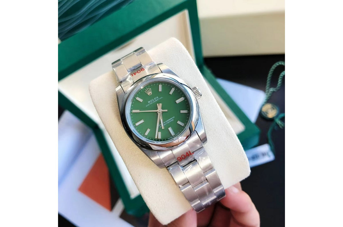 Rolex Oyster Perpetual SS/SS Green/Stk 31/41 mm