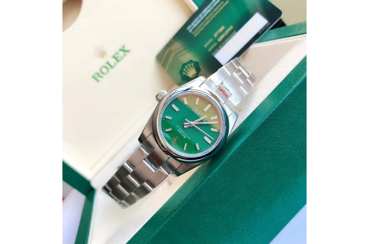Rolex Oyster Perpetual SS/SS Green/Stk 31/41 mm