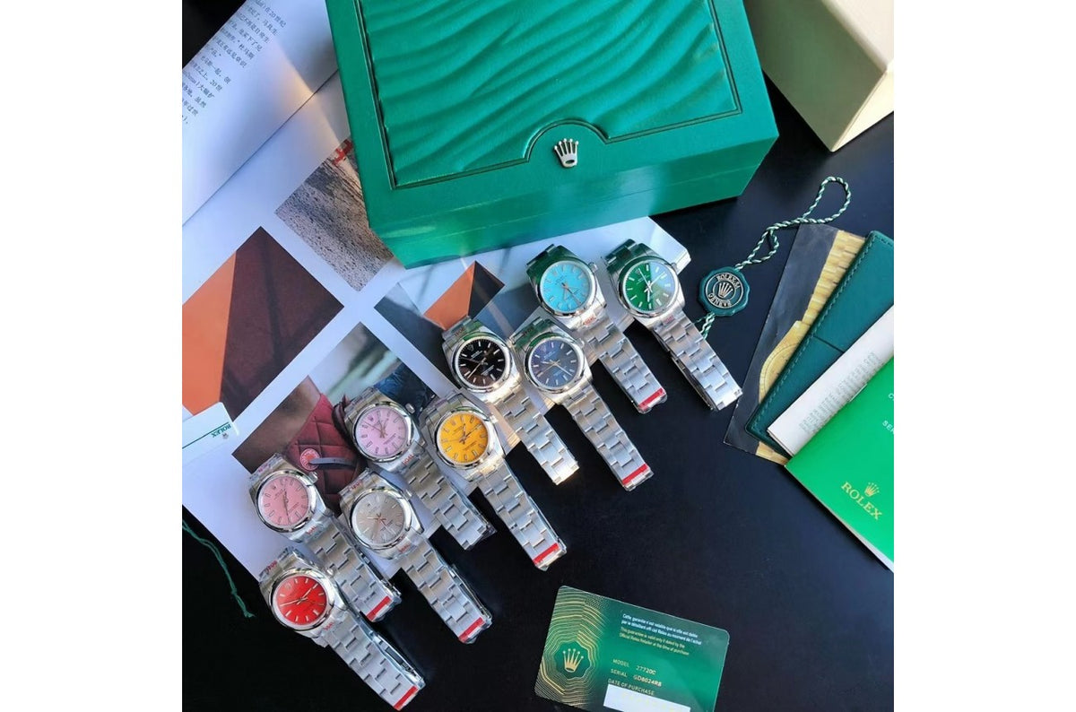 Rolex Oyster Perpetual SS/SS Green/Stk 31/41 mm