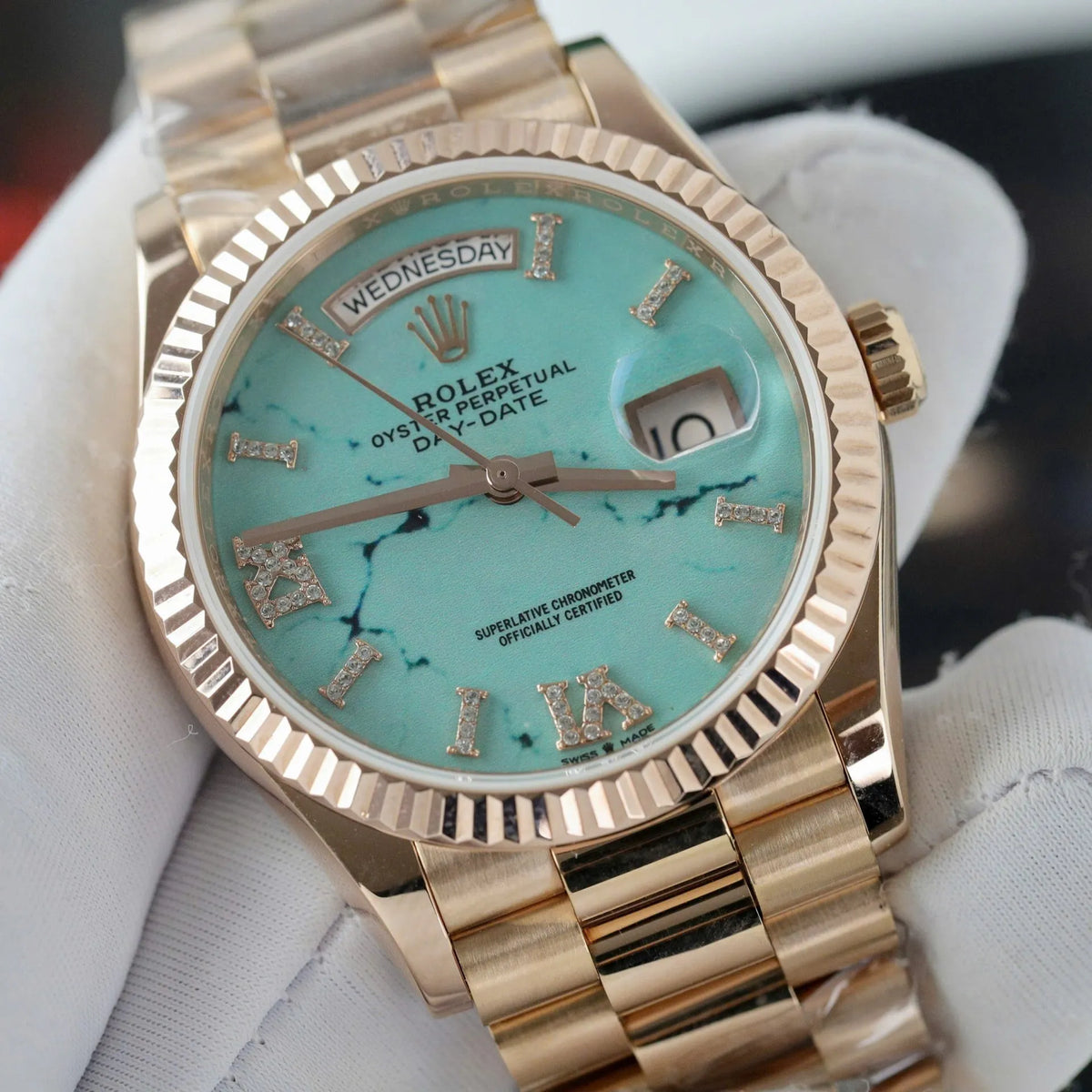 Rolex Day-Date Turquoise Diamond Dial 128238-0071 36 mm