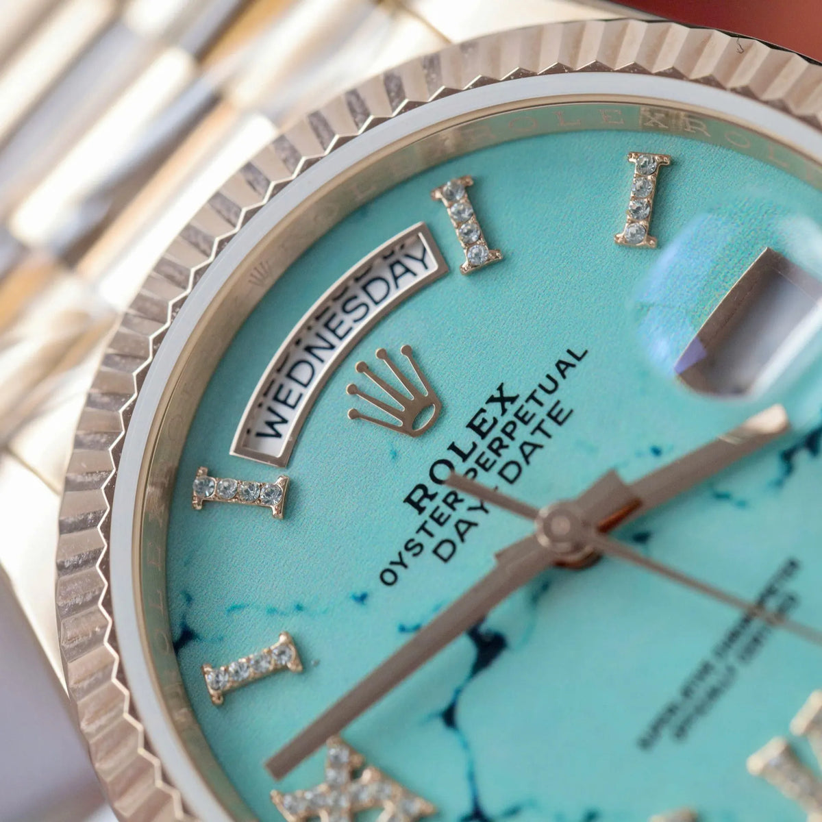 Rolex Day-Date Turquoise Diamond Dial 128238-0071 36 mm