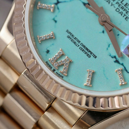 Rolex Day-Date Turquoise Diamond Dial 128238-0071 36 mm