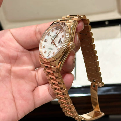 Rolex Day-Date White Mother-of-Pearl Diamond Dial 128235-0029 36 mm